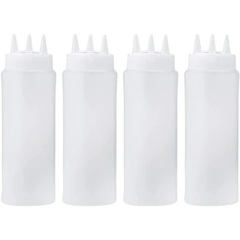 

480Ml 3-Hole Plastic Squeeze Condiment Bottles For Sauce Oil Vinegar Ketchup Mustard Salad Dressing Kitchen Accessorie-Dropship