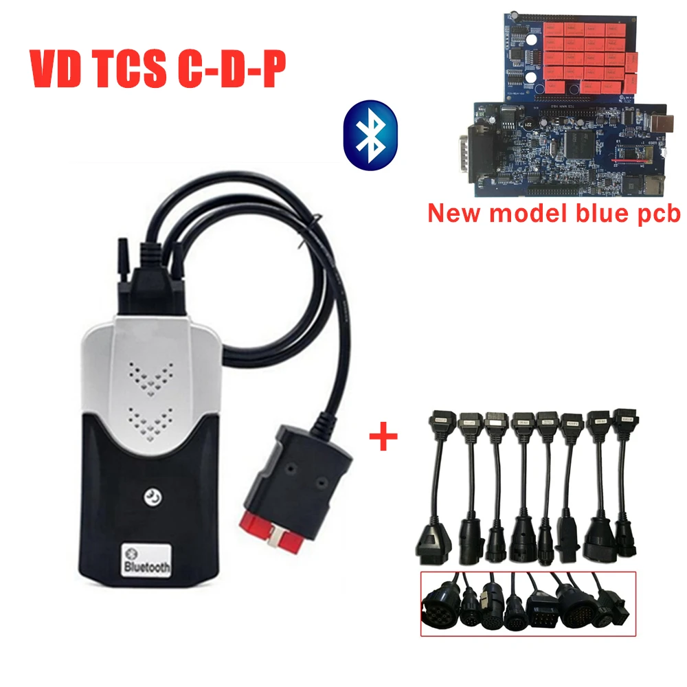 Новейший R0 keygen с Bluetooth TCS C-D-P obd сканер для delphis автомобиля грузовика obdii диагностический инструмент+ 8pc автомобилей/грузовиков Кабели - Цвет: with bluetooth
