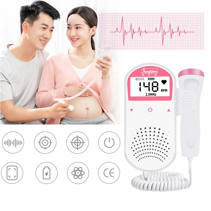 Handheld fetal doppler prenatal baby heartbeat monitor heart rate