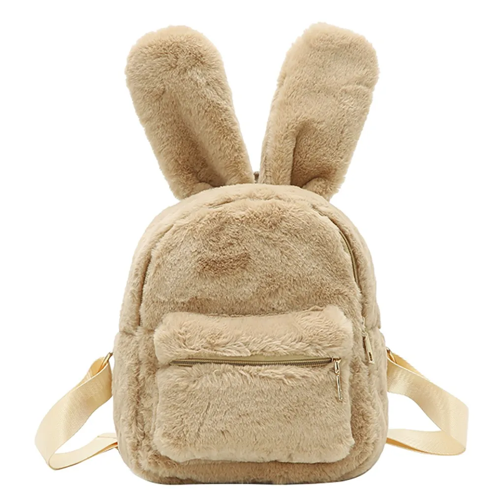 Aelicy женские маленькие рюкзаки Мини милая плюшевая сумка на плечо с заячьими ушками для девочек дорожный плюшевый рюкзак для детей Mochila - Цвет: BG
