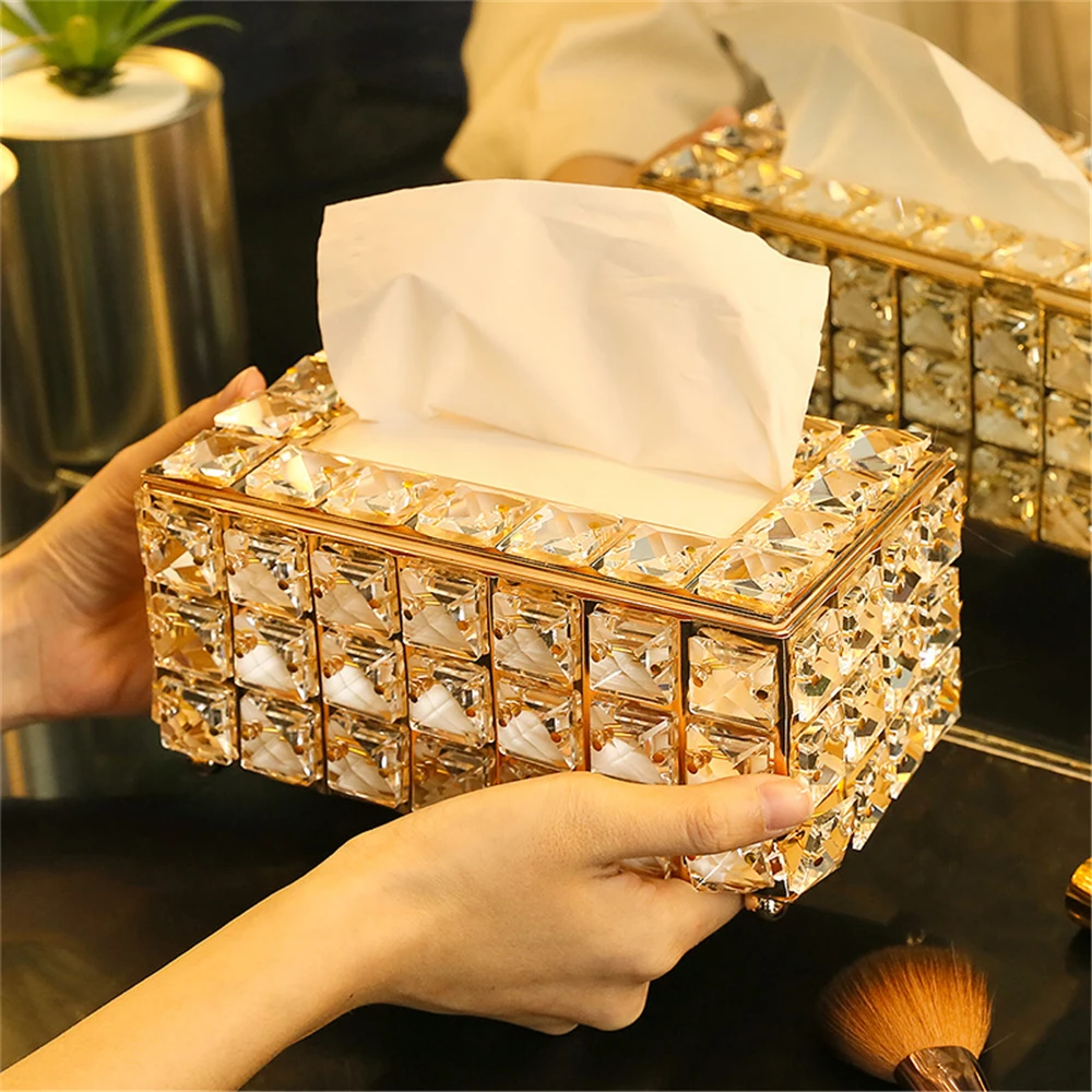 Crystal Facial Tissue Box Holder Crystal Cube Napkin Dispenser Bedroom