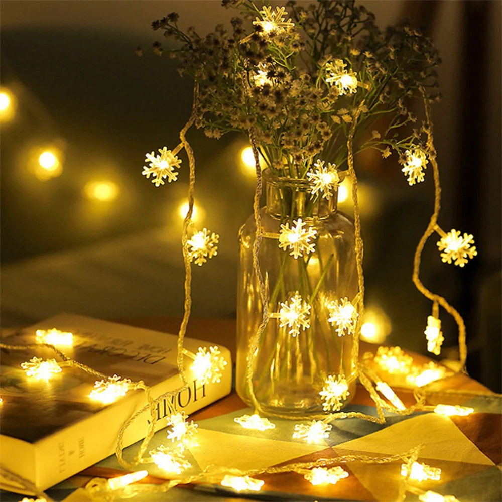

Christmas Led Garland Snowflakes String Fairy Lights Christmas Tree Home Decor NEW