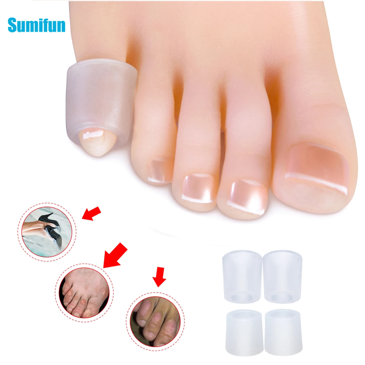 

2pcs Transparent Gel Hammer Toe Protector Toe Sleeves Protectors For Bunions Corns Friction Pain Relief Foot Care Tool C1589