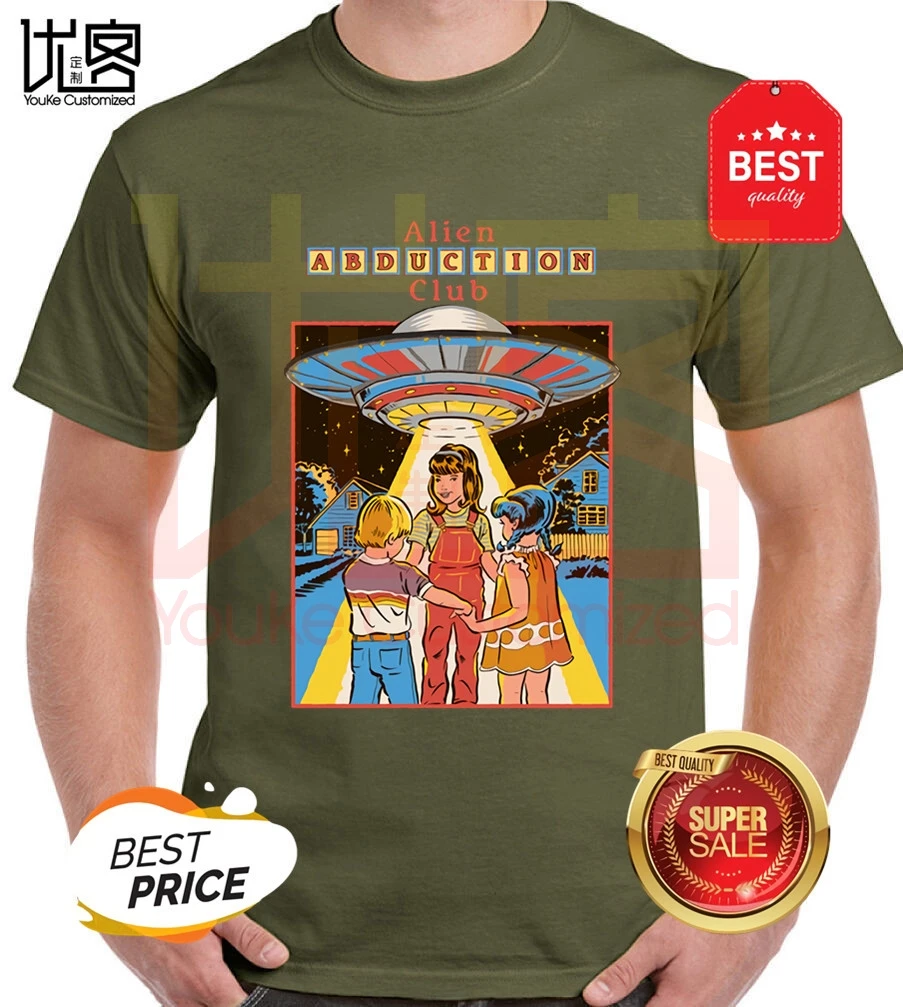 

Unique Design Summer T Shirt Men Alien abduction Club Graphic Cartoon Casual Tshirt