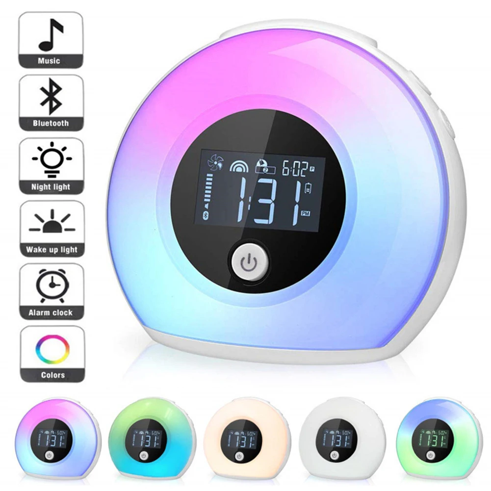 

Sleep Vibration Sensor Kids Smart Alarm Clock Led Wireless Color Changing Bed Gift With Bluetooth Speaker Mood Night Lamp