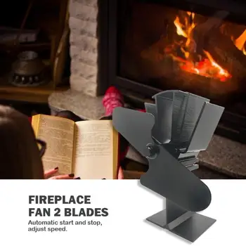 

2 Blades Fireplace Fan Aluminum Heat Powered Burner Stove Fan Low Noise Thermal Fan Home Heat Sink Ventilation Device