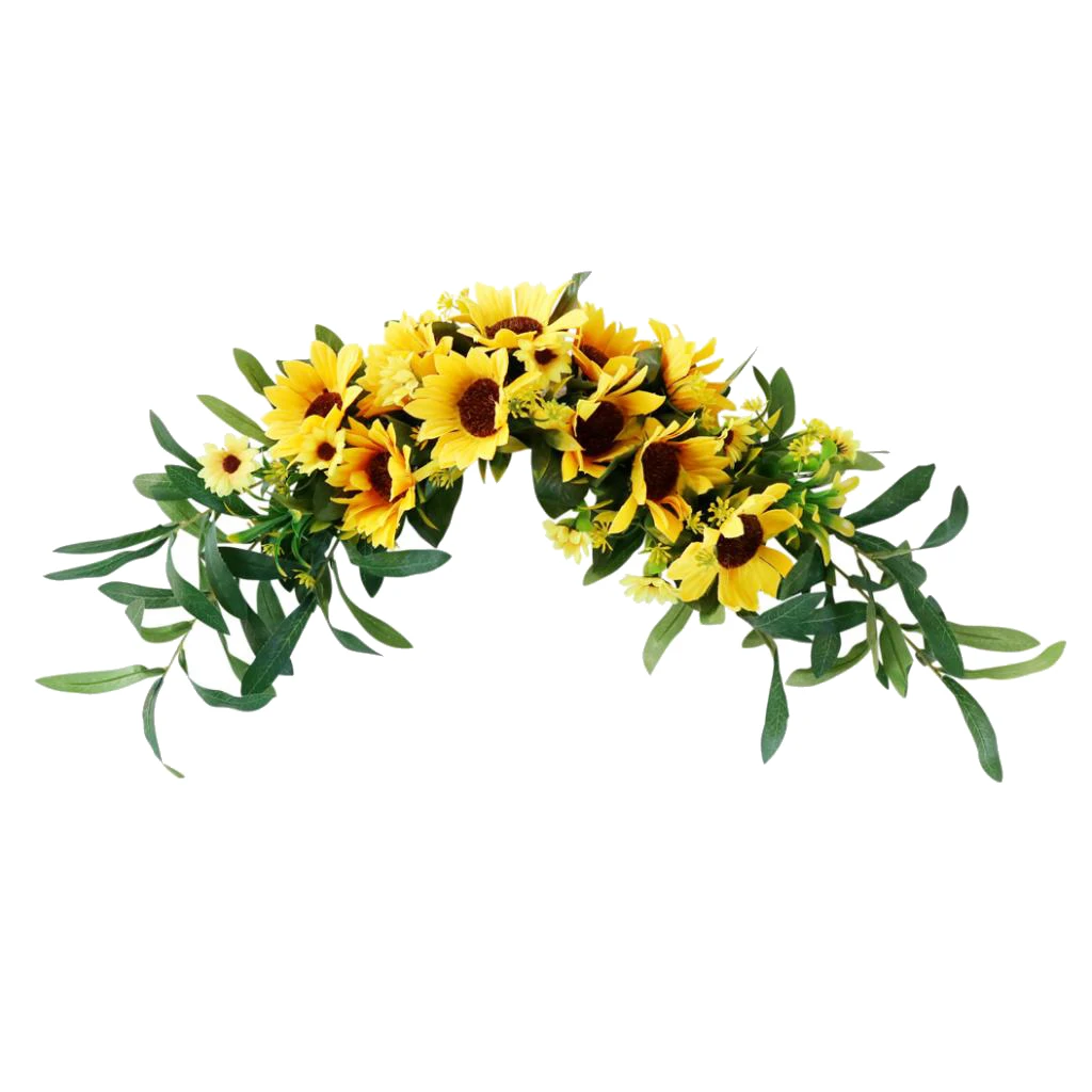 Front Door Wreath Garland Fake Sunflower Swag Arch Front Door Wall Decorations Artificial Sunflower Swag Sunflower Vines