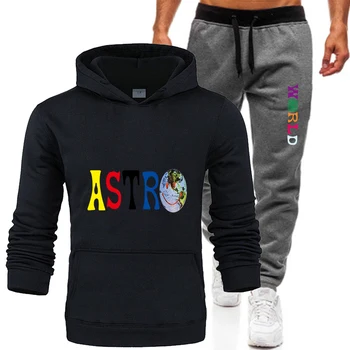 

Men's sportswear Hoodie and pants 2-piece set men's printed cotton sportswear, men's Pullover jogging suit