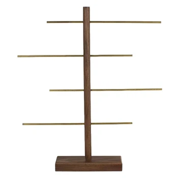 

Black Walnut Wood Earring Display Rack Rose Golden Metal Hook Necklace Rack Jewelry Display Props Earrings Rack Earring Hanger