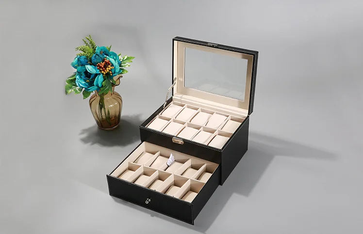 Фирменная роскошная коробка для часов бизнес-мода коробка для хранения часов Прозрачная крышка композитный материал дисплей коробка подарочные коробки для наручных часов