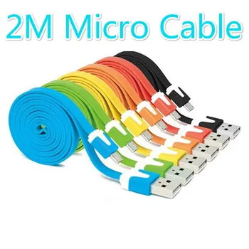 

2M Micro USB C Charging Cable Flat Noodle Wire Charger Converter For Xiaomi Redmi Note 4X For Huawei Oneplus Samsung Cable TXTB1