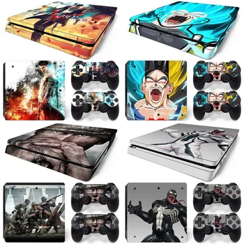 

Vinyl Skin Sticker For Play Station 4 Slim PS4 Slim Console+2Pcs Stickers Controller Cover Decals Protector