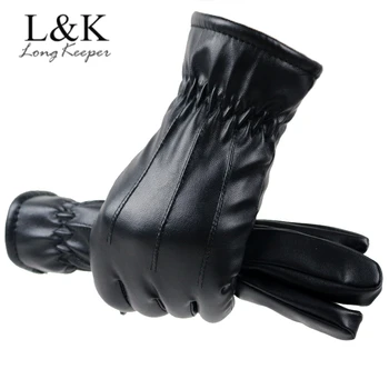 

LongKeeper PU Leather Full Finger Gloves Women Autumn Winter Touch Screen Gloves Ladies Outdoor Driving Warm Waterproof Guantes