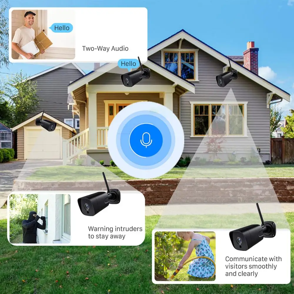 BESDER 5MP SONY сенсор водонепроницаемый 2 wayAudio Bullet Смарт IP камера безопасности WiFi