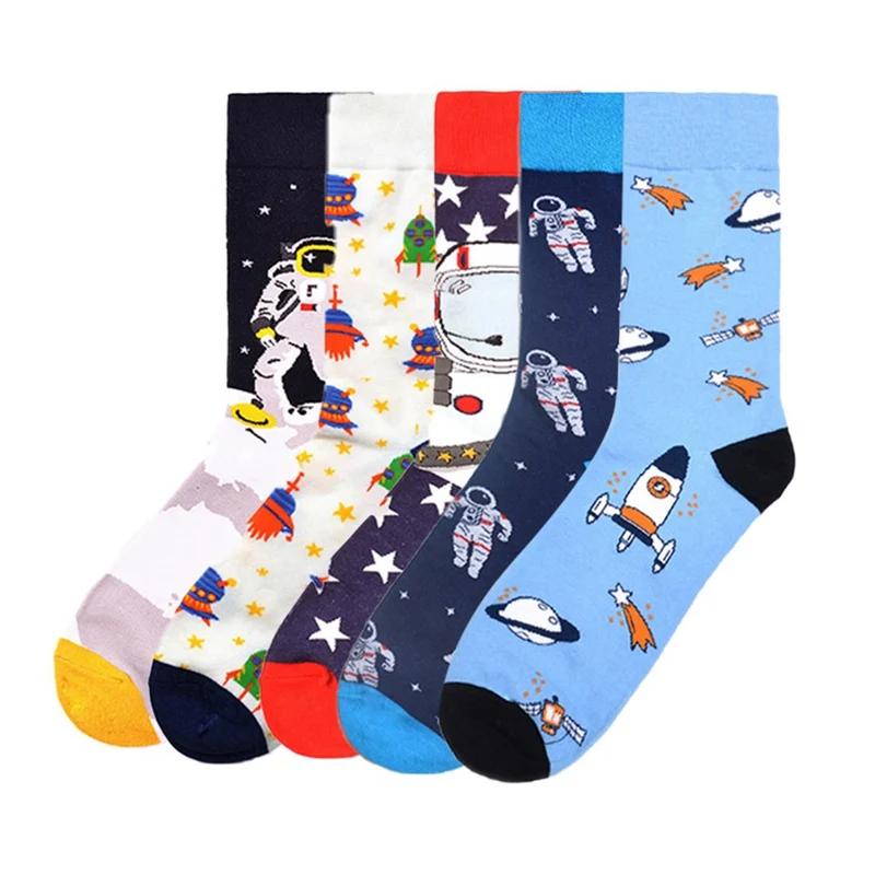 Женские зимние носки с мультипликационным рисунком, милые носки с единорогом, молоком, космосом, супер Мэри, новинка, забавные разноцветные счастливые носки