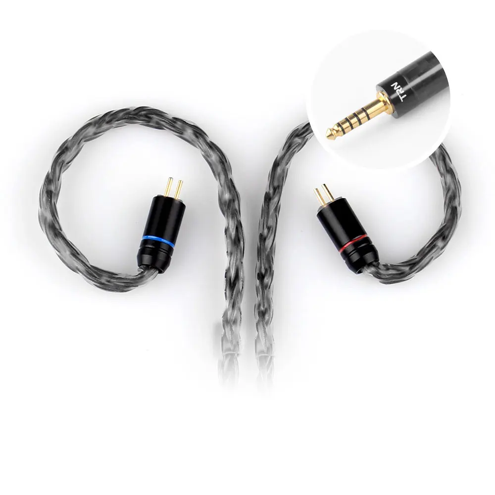 Black 4.4mm 0.78mm Лампа указателя T2 наушники обновления посеребренный кабель 2,5 мм 3,5 мм 4,4 мм штекер 2 контактный разъем Применение для плотным верхним ворсом KZ ZST PRO ZS10 ZSN ZS3 X CCA гарнитура - Цвет: Black 4.4mm 0.78mm