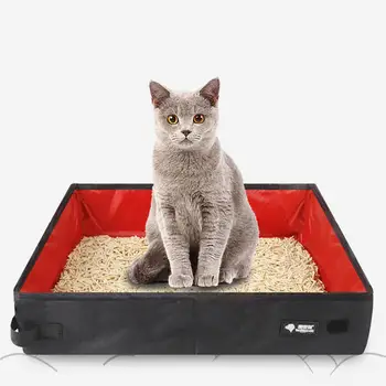 

Portable Waterproof Folding Oxford Cloth Cat Litter Box Tub Outdoor Travel Home Plastic Sand Box Supplies Pet Toilet
