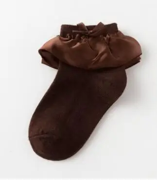 coffee stain Гольфы для новорожденных; кружевные носки принцессы с бантом для девочек; сезон весна-осень; Детские хлопковые носки для малышей; красивые кружевные носки принцессы - Цвет: coffee stain