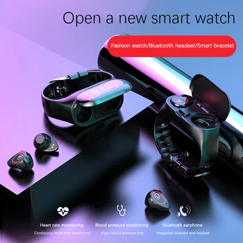 

Bluetooth Headset Smart Bracelet Color Screen 2-in-1 Heart Rate Blood Pressure Monitoring Sports Step Wireless Bluetooth Ear