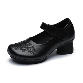 

Women'S Genuine Leather Loafers Spring Autumn Hand-Woven Leather Simple Breathable Shoes Round Head Asakuchi Party Casual Shoes