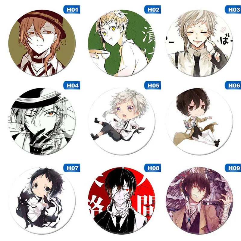 Anime Bungou Stray Dogs Cosplay Badge Cartoon Figure Nakahara Chuya Brooch Pins Jewelry Best Friend Graduation Collection Gift