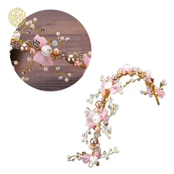 

Trendy Headdress Pink Wreath Girl Headband Flower Crown Bridal Hair Band Tiaras Hair Accessories HTML