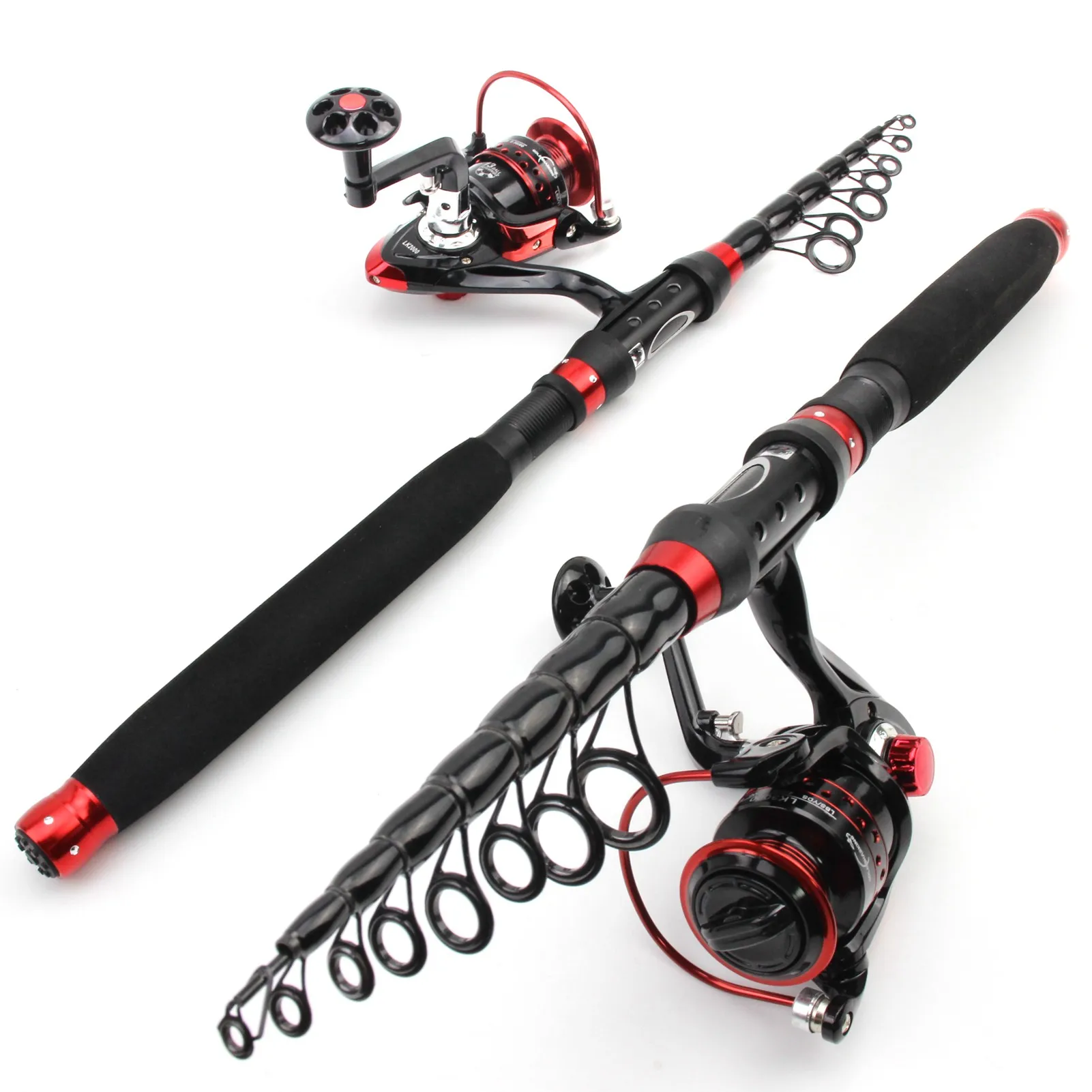 NEW 1.8m 2.1m 2.4m 2.7m 3.0m Carbon Fiber Telescopic Fishing Rod Portable  Spinning Rod and Spinning Reels Multifunction set