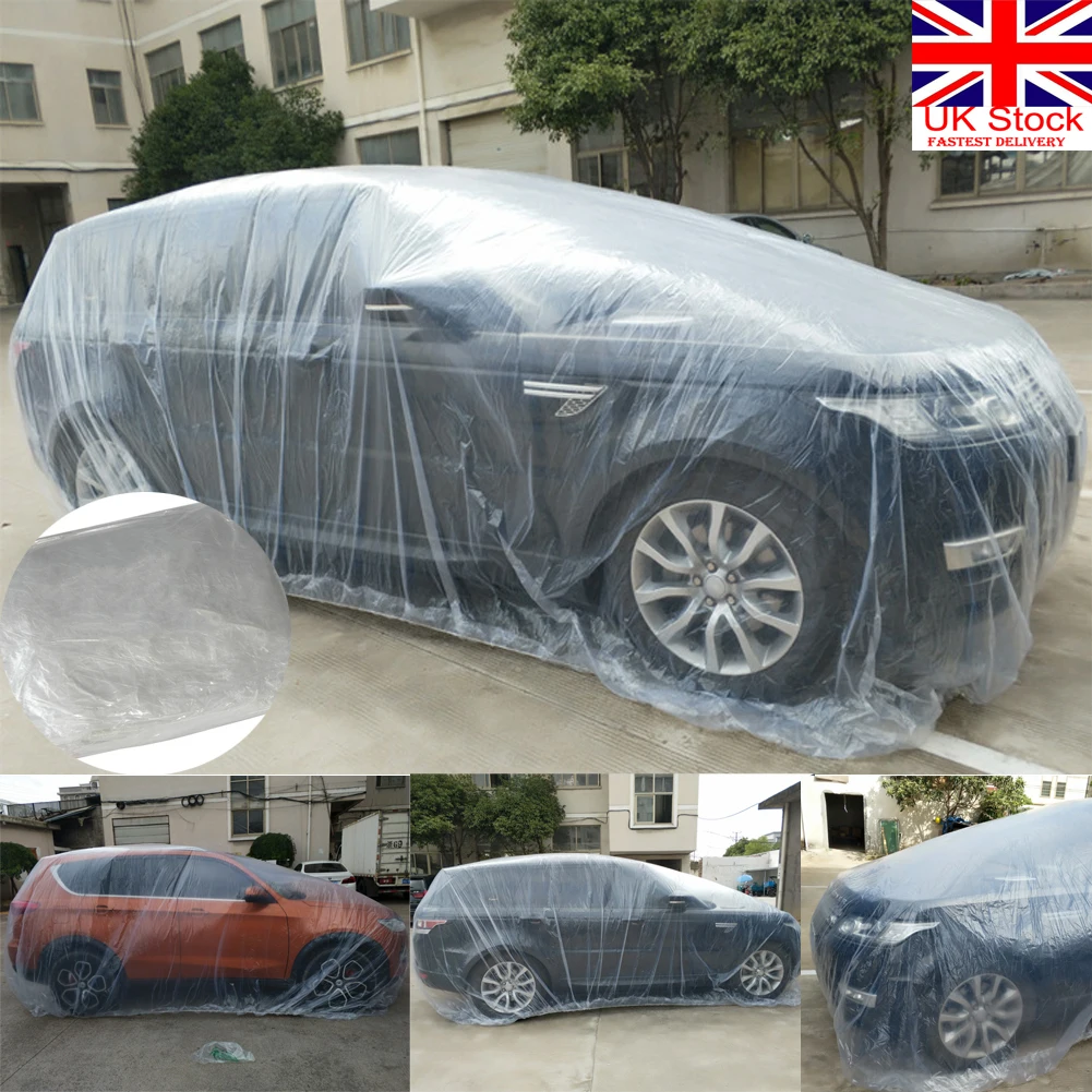 Universal Car SUV Body Rain Dust Snow Garage Cover Plastic Temporary Disposable