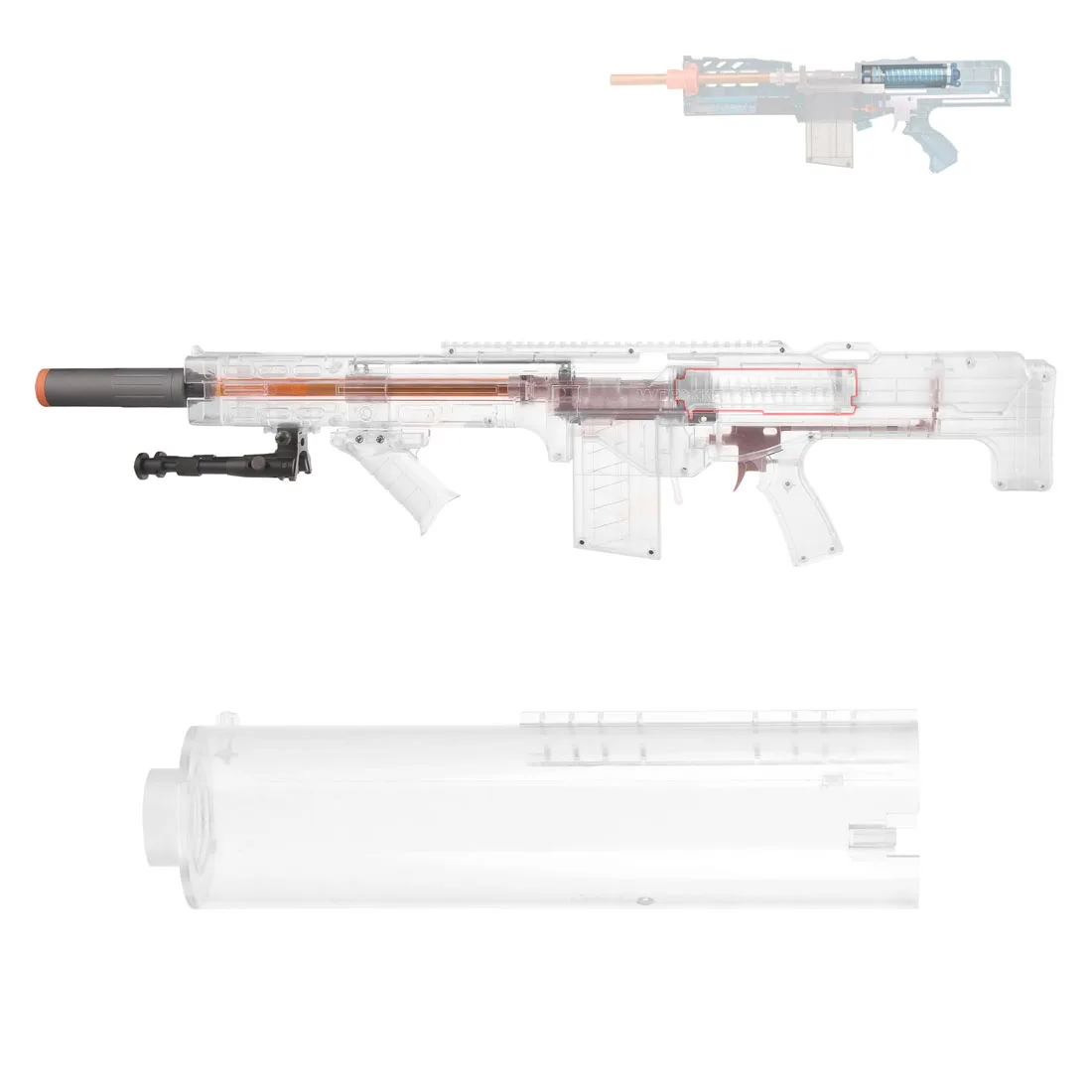 Рабочий W0415 воздушный насос для Nerf Longshot CS-6/NERF ZOMBIE STRIKE LONGSHOT CS-12/рабочий Терминатор-прозрачный
