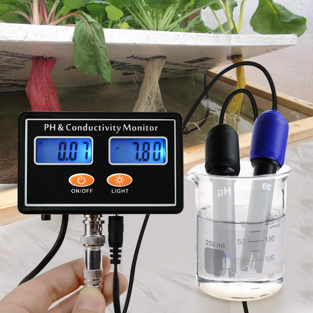 Цифровой рН и ЕС Измеритель проводимости метр тестер ATC качество воды в режиме реального времени непрерывный детектор контроля