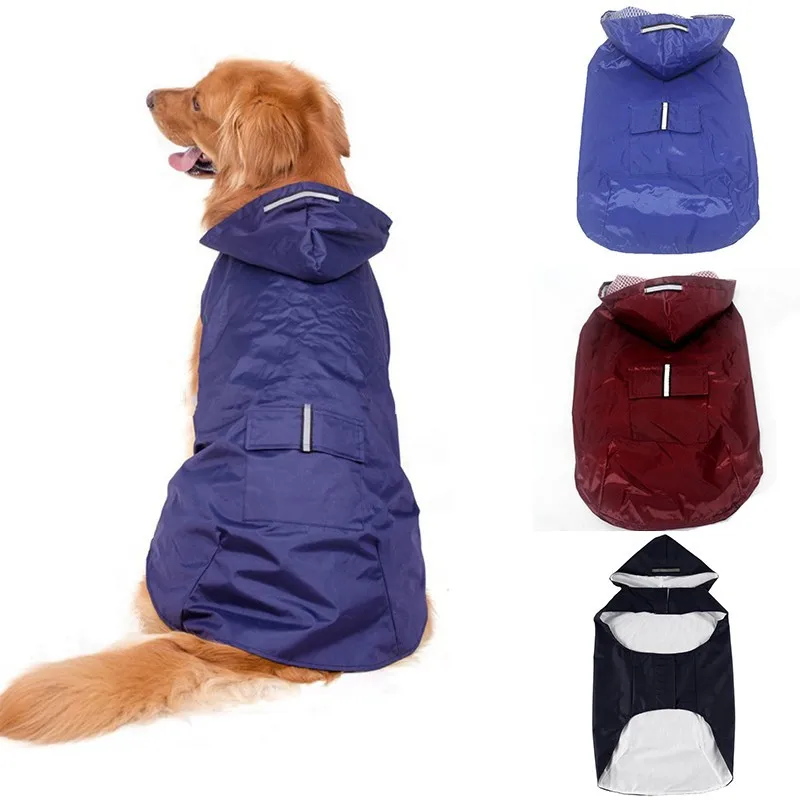 Светоотражающий дождевик для собак, водонепроницаемый дождевик с капюшоном, одежда для щенков, безопасная дождевик для маленьких и средних собак, дождевик