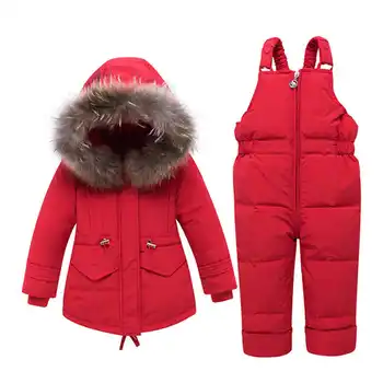 

Children's Clothing Set -30 Degree Russian Winter Down Jacket Boy Outerwear Thicken Kids Snowsuits Baby Girls Coat Jumpsuit Suit