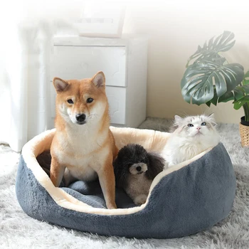 

Cat Litter Nest Winter Warm Velvet Round Deep Sleep Small Medium-Sized Dog Teddy Three-Dimensional Pet Bed Sofa Dog Supplies