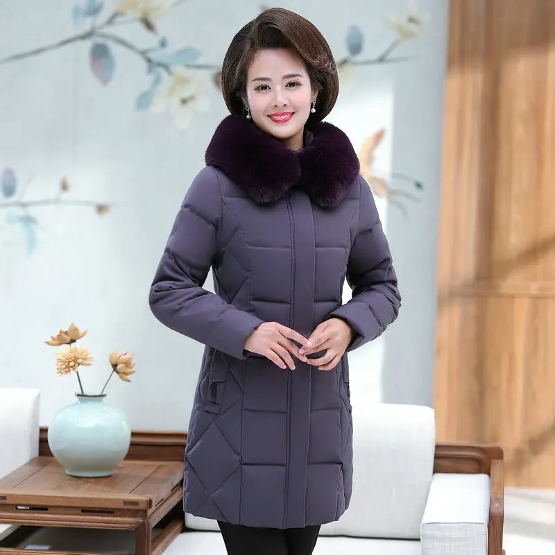 

Winter Women Puffer Basic Coats Black Red Purple Red Puff Parkas Fur Collar Hood Quilted Jackets Woman Casual Warm Pad Overcoat