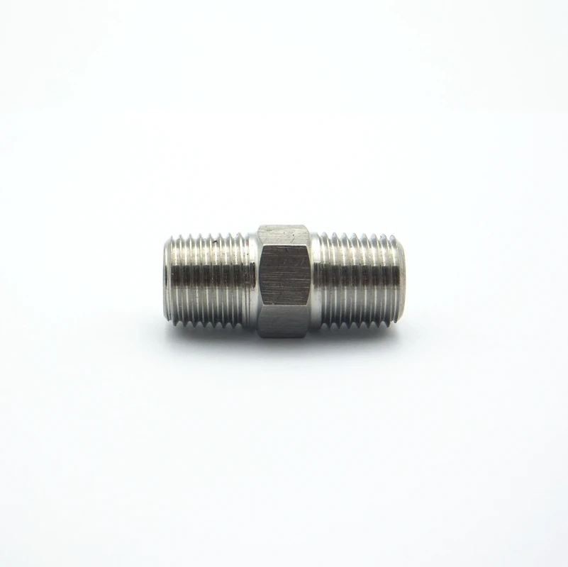 

1/8" 1/4" 3/8" 1/2" 3/4" 1" NPT Male Thread 304 Stainless Steel Hex Nipple High Pressure Resistant Pipe Fitting Connector