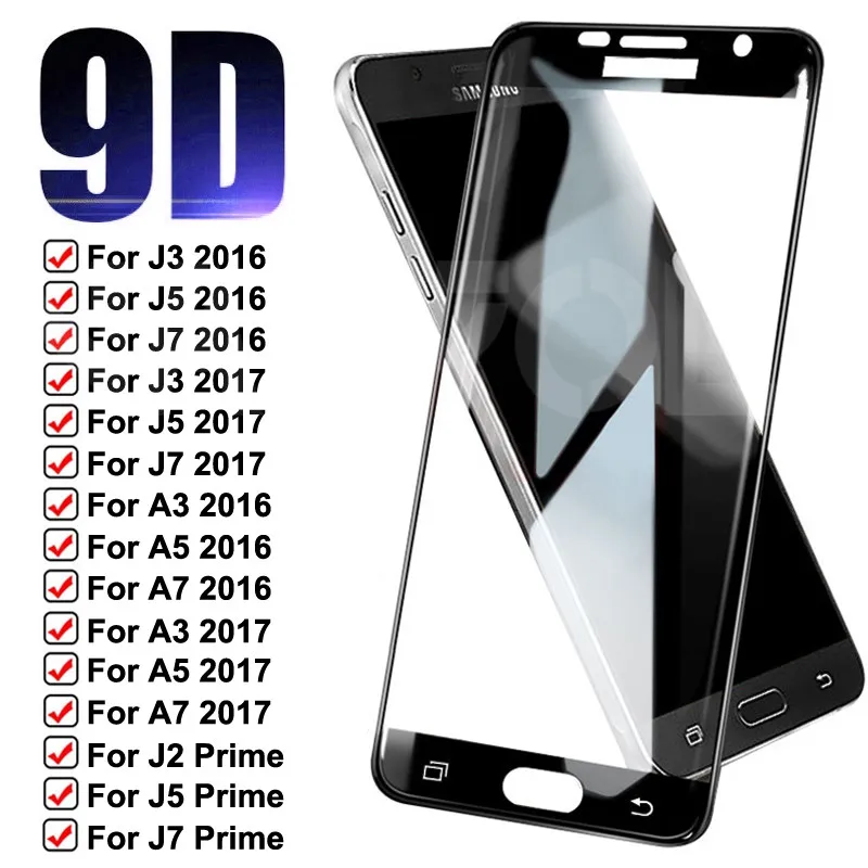 Закаленное стекло 9D для Samsung Galaxy S7 A3 A5 A7 J3 J5 J7 2016 2017 J2 Prime J4 Core защитное | Мобильные