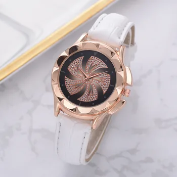 

Women Casual Lucky Flower Watch Hot Sale Ladies Rhinestone Quartz Watch Leather Band Relogio Feminino Dropshipping