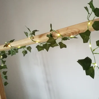 

Lovely leave garland 2 meter with 20 leds light for /Coffee Shop/SPA/Hotel light decoration,Home/office green DIY decoration