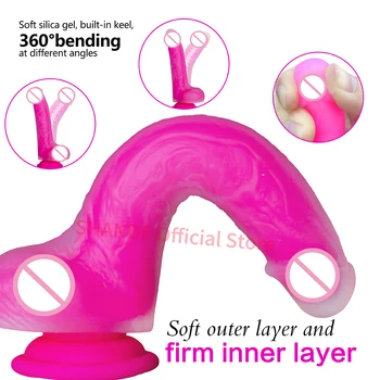 SHANDE Big Dildo Suction Cup Realistic Penis Soft Long Dildos for Women Silicone Huge Dick Female Adult Sex Toys Built-in Keel 2