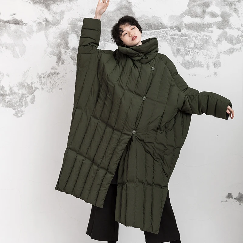 

11.11 AIGYPTOS Original design 2019 new female 90 white duck down double side zipper long paragraph oversized loose down jacket
