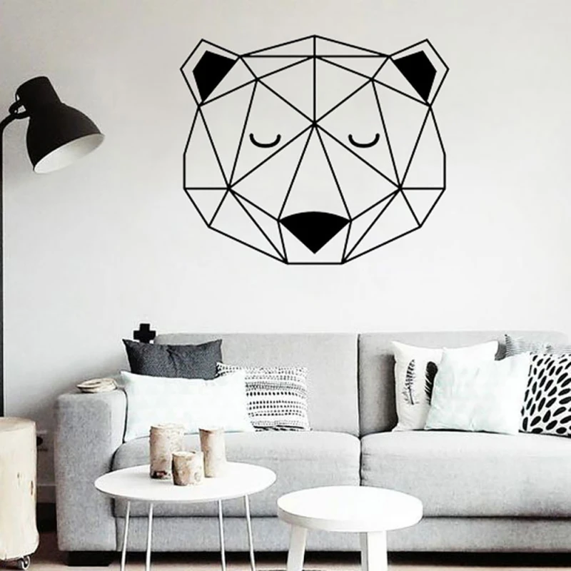 Мультяшные настенные наклейки с головой медведя 3D лесные животные ПВХ наклейка