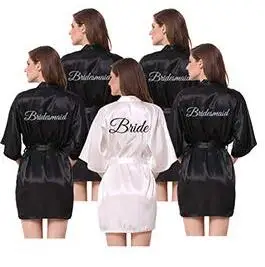 Black and White Satin Wedding Robes 1