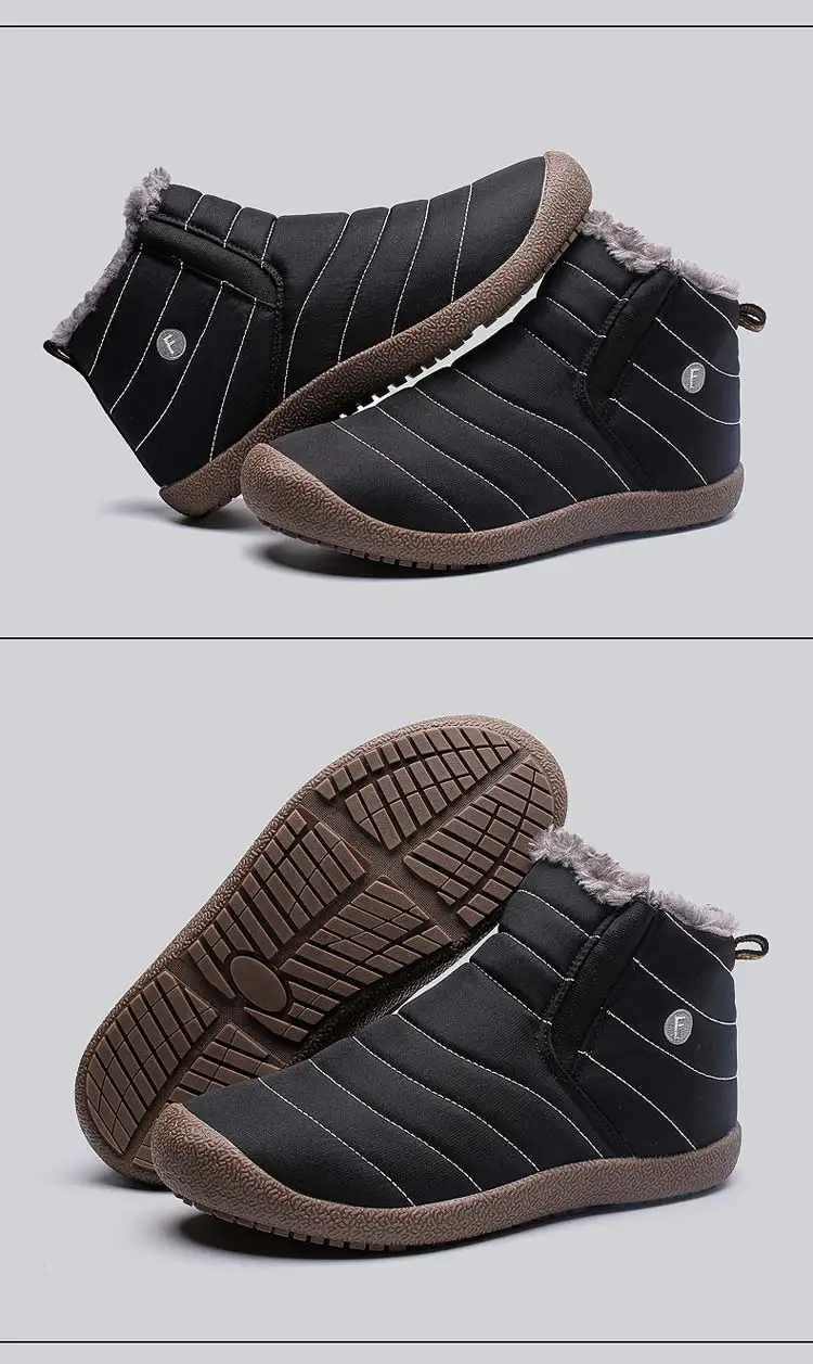 Зимние ботинки мужские высококачественные теплые удобные зимние ботинки Большие размеры, базовая Мужская обувь короткие плюшевые Черные ботильоны