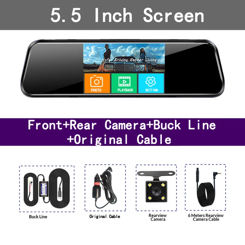 rear view mirror backup camera LS Car Dvr 5.5 Inch Touch Screen Video Recorder Auto Registrar Stream Mirror Support RearView Camera Night Vision Dash Cam car dvr DVR/Dash Cameras