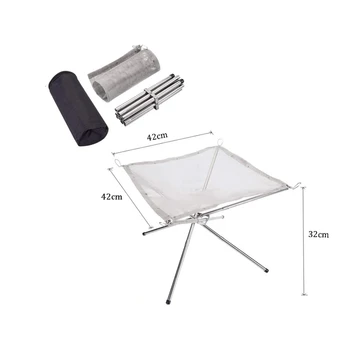 Dropshipping Portable Outdoor Fire Pit Collapsing Steel Mesh Stand Perfect for Camping Backyard and Garden With Carrying Bag 6