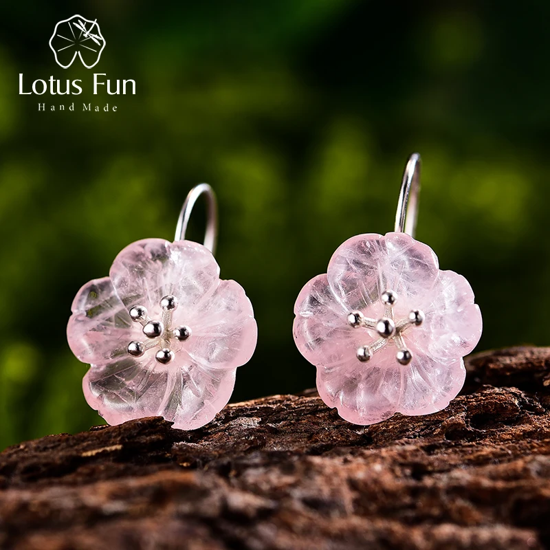 Женские серьги цветок под дождем Lotus Fun изящные серьги-подвески ручного