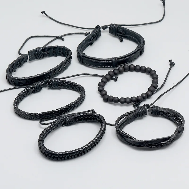 Manfnee™ 6-12pcs Braided Faux Leather Bracelet