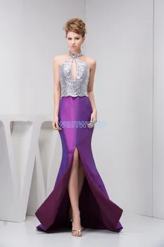 

free shipping 2018 arrival hot sale sexy floor-Length open leg custom size/color long halter prom mother of the bride dresses