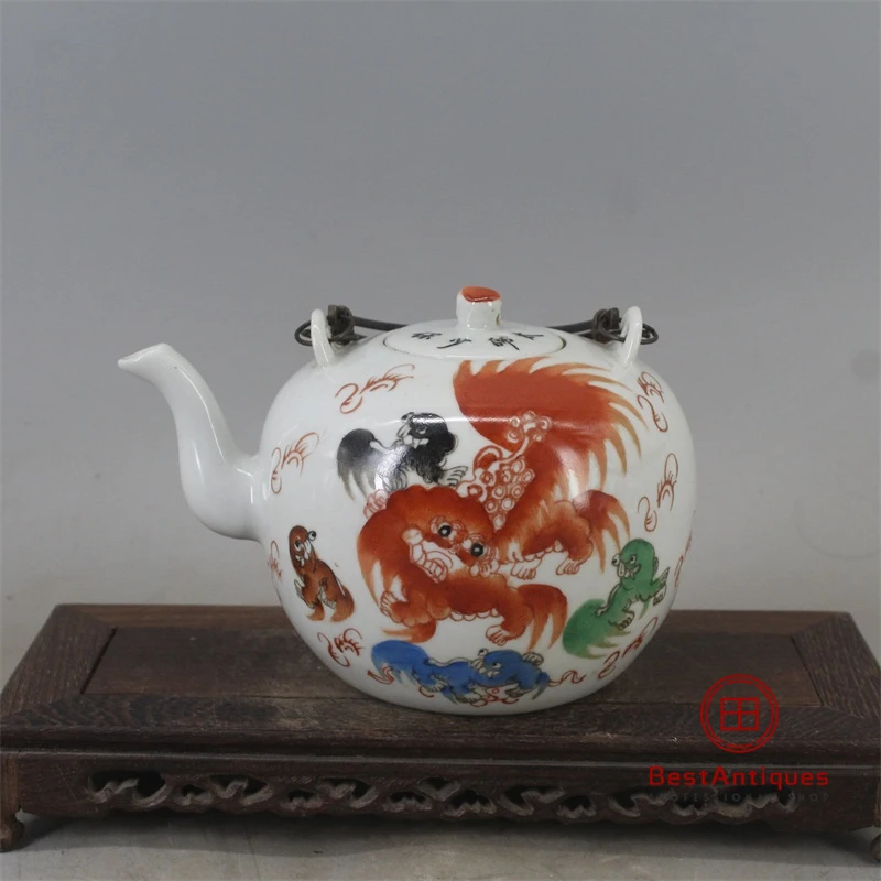 

Qing Tongzhi Year Five-color Lion Chart Pot Flower Vase Antique Vase Decoration All Hand-painted Porcelain Collection Home Decor