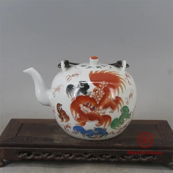 

Qing Tongzhi Year Five-color Lion Chart Pot Flower Vase Antique Vase Decoration All Hand-painted Porcelain Collection Home Decor